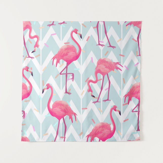 Tapiz Beautiful seamless tropical pattern with pink flam (Anverso)