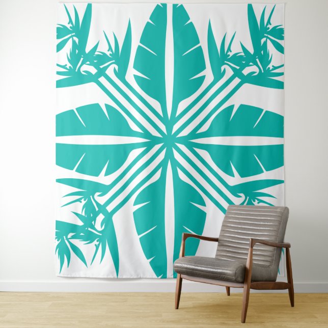 Tapiz Beautiful Tropical Hawaiian quilt block tapestry (In situ)