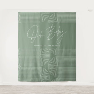 Tapiz Bebé ducha geométrica moderna salvia verde elegant