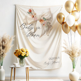 Tapiz Bebé en el Baby Shower floral de Bow blanco