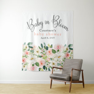 Tapiz Bebé en Flor Rosa Baby Shower Floral