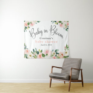 Tapiz Bebé en Flor Rosa Baby Shower Floral