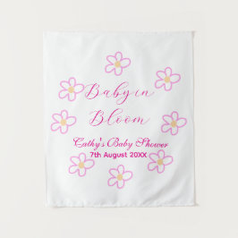 Tapiz Bebé en flor rosa, baby shower simple y elegante