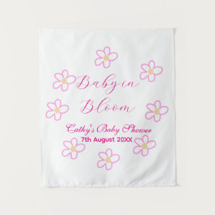 Tapiz Bebé en flor rosa simple elegante baby shower