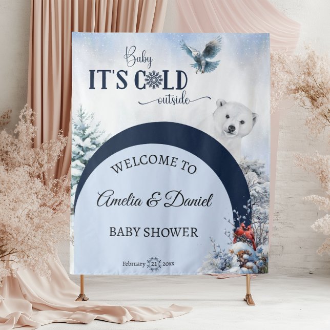 Tapiz Bebé frío al aire libre oso invierno Baby Shower m (Subido por el creador)