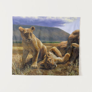 Tapiz Bebé lindo Lion Cubs Africano