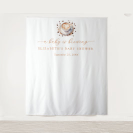 Tapiz Bebé prepara café Baby Shower fondo