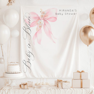 Tapiz Bebé rosa Rubor en Baby Shower florido