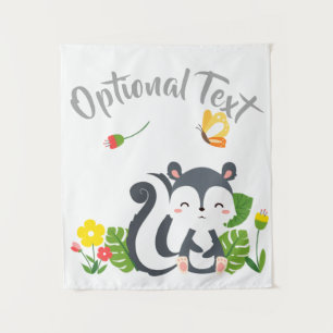 Tapiz Bebé zorrillo, mariposa y flores