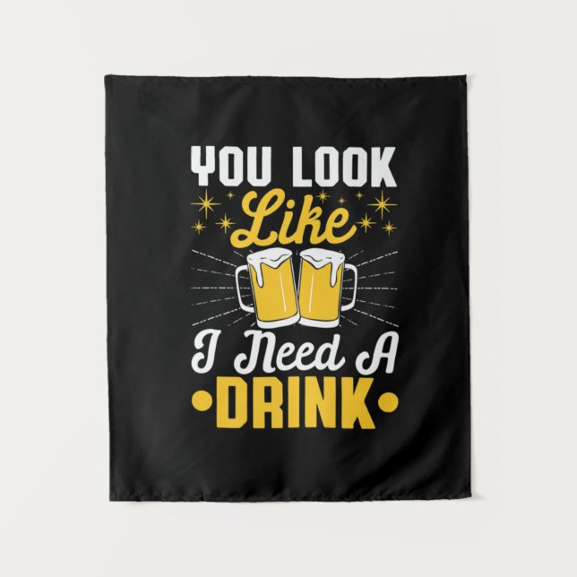 Tapiz Bebedor de cerveza necesito una bebida cumpleaños  (Anverso)