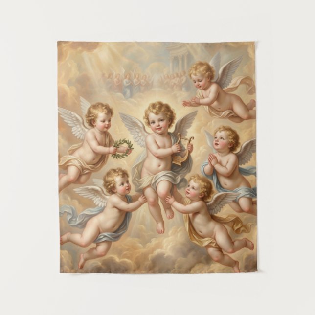 Tapiz Bebés cristianos en el cielo (Anverso)