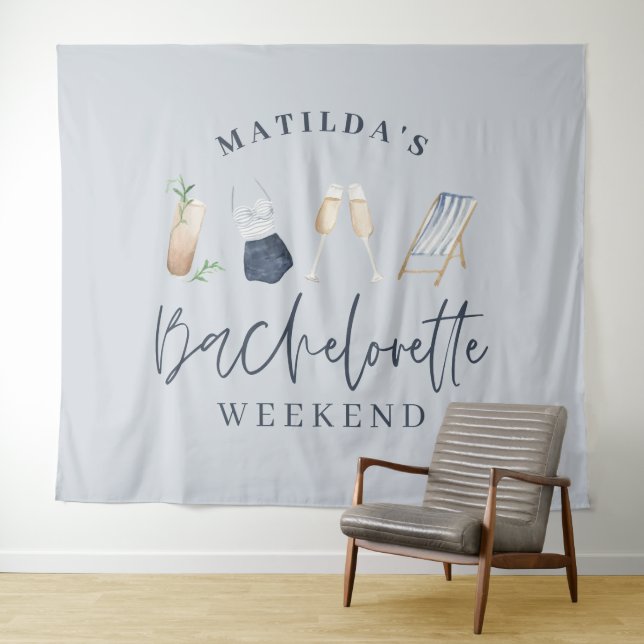 Tapiz Bebidas modernas para chicas azules fin de semana  (In situ (horizontal))