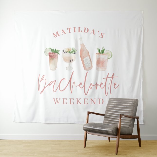 Tapiz Bebidas modernas y rosadas fin de semana de solter (In situ (horizontal))