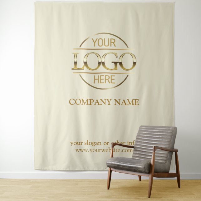 Tapiz Beige Custom Business Logo Trade Show Backdrop (In situ)
