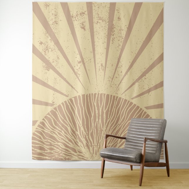 Tapiz Beige Rosa Elegante Sencillo Boho Sunset (In situ)