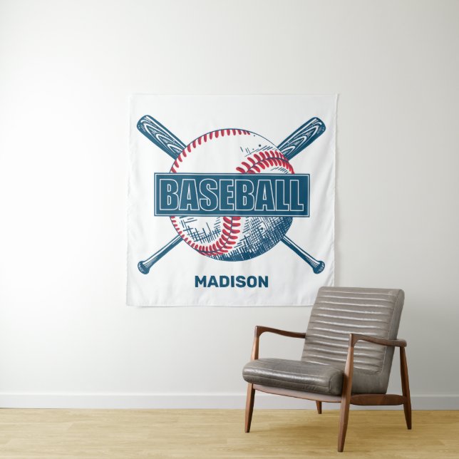 Tapiz Béisbol de nombre personalizado (In situ)