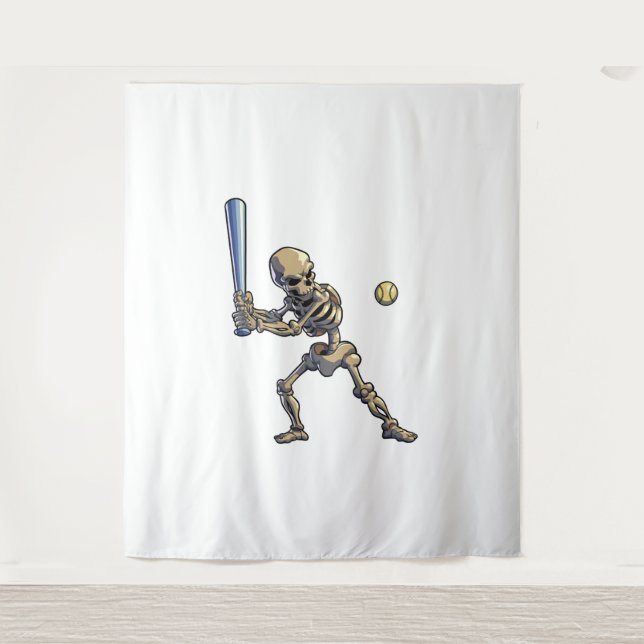 Tapiz Béisbol Skeleton Halloween (Anverso)