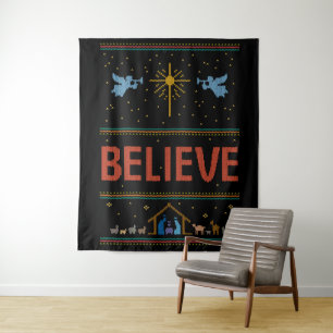 Tapiz BELIEVE Navidades Sweater Christian God Jesus