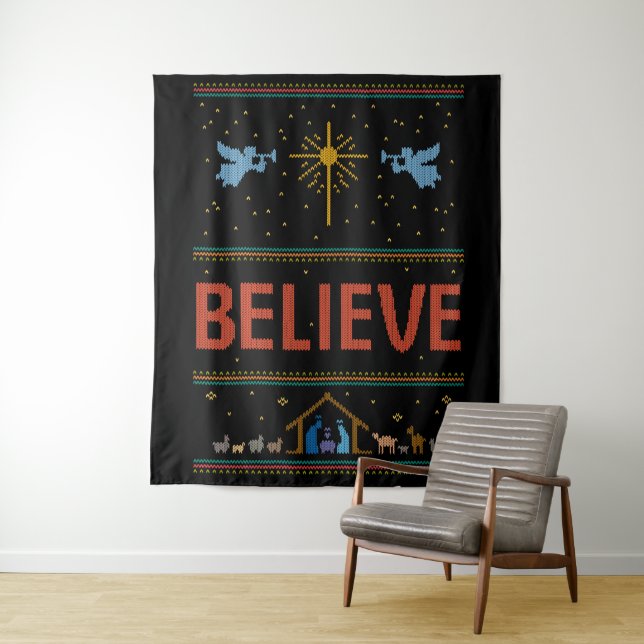 Tapiz BELIEVE Navidades Sweater Christian God Jesus (In situ)