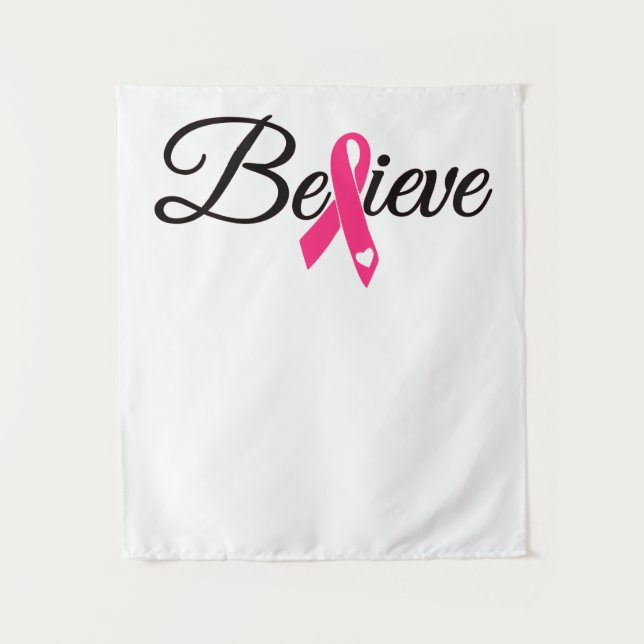 Tapiz Believe Pink Ribbon Breast Cancer Awareness (Anverso)
