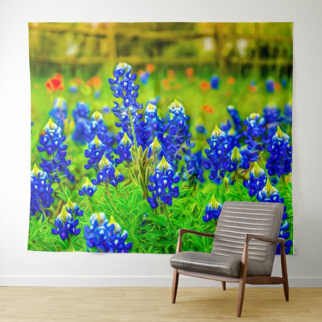 Tapiz Bella Artes de Texas Bluebonnets Hill Country (In situ (horizontal))