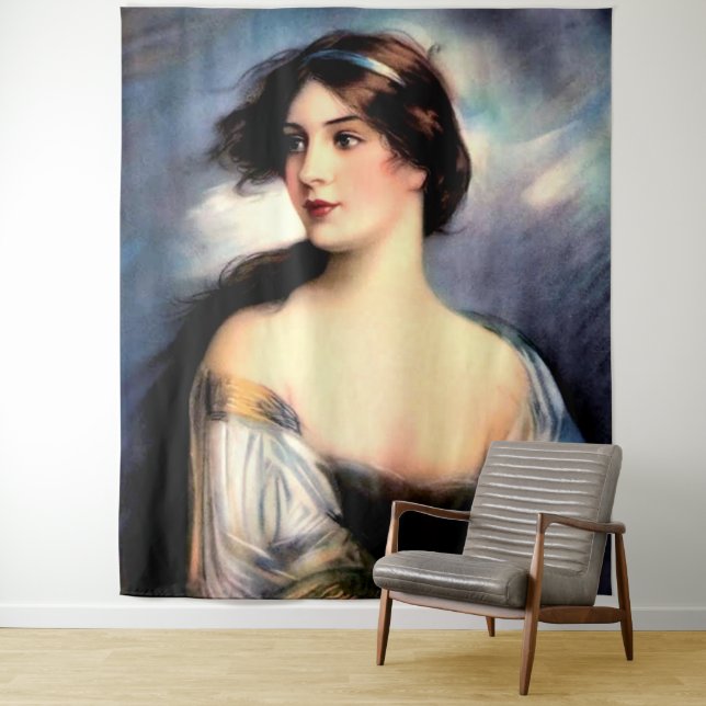 Tapiz bella mujer victoriana con viento (In situ)