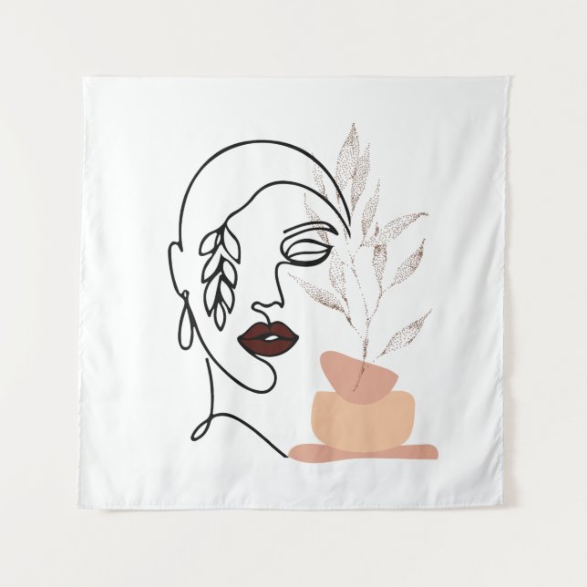 Tapiz Belleza femenina lineal simple facial elemento bot (Anverso)