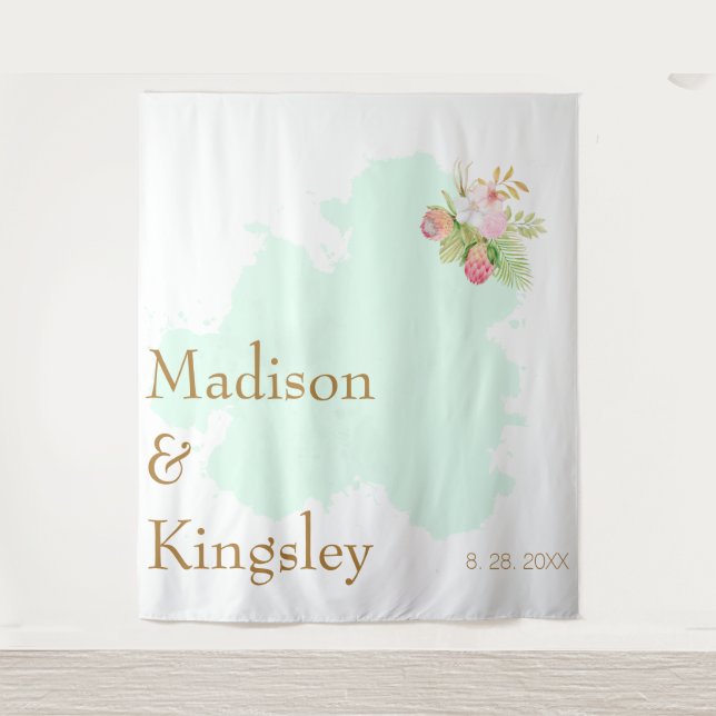 Tapiz Bello Verde Lima 💚 Elegante Boda Boho (Anverso)