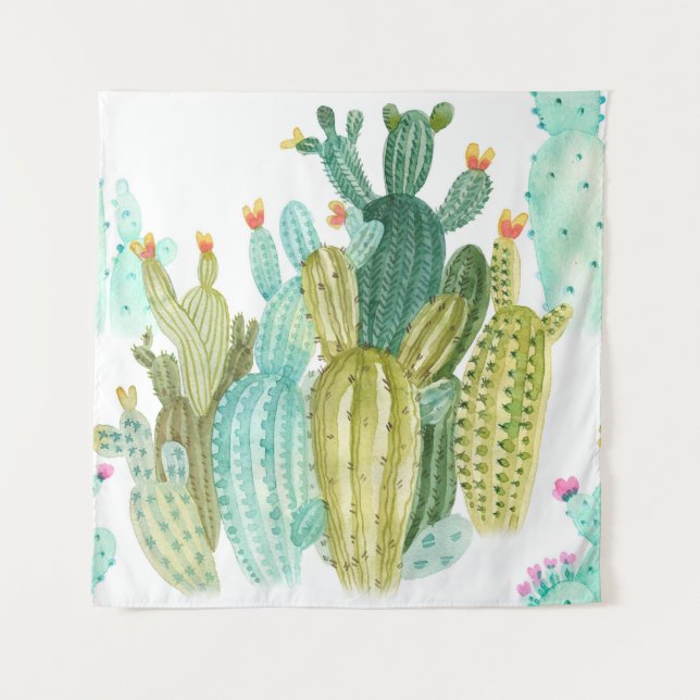 Tapiz Bellos cactus vintage, suculentos, cactus bloomi (Anverso)