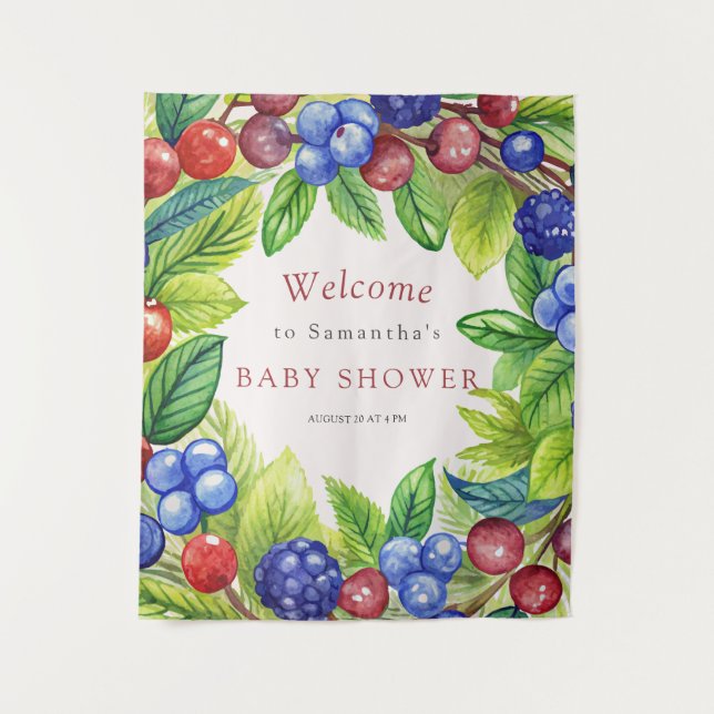 Tapiz Berries Strawberry Berry Sweet Baby Shower (Anverso)