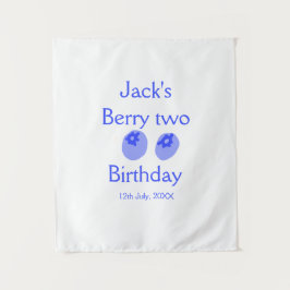 Tapiz Berry dos cumpleaños azul berry agregar nombre fec