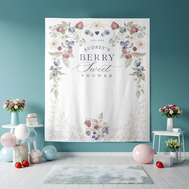 Tapiz Berry Sweet Baby Shower Wild Berries & Flowers (Berry Sweet Baby Shower Wild Berries & Flowers Tapestry)