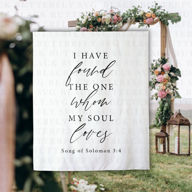 Tapiz Bible Verse Elegant Calligraphy Wedding Backdrop  (Beautiful Bible Verse Wedding Decor Backdrop)