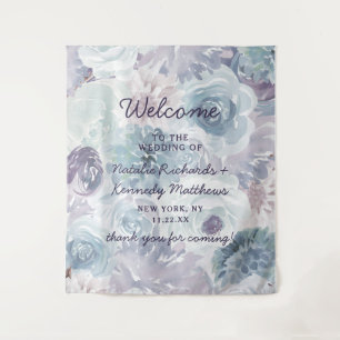 Tapiz Bienvenida a Annabelle Vintage Blue Floral Boda