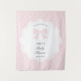 Tapiz Bienvenida a Baby Shower Chica de puntos de polka