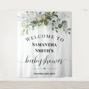 Tapiz Bienvenida a Baby Shower Eucalyptus Greenery