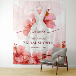 Tapiz Bienvenida a la ducha de las novias con flores rom