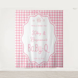 Tapiz Bienvenida a la fiesta de Baby-Q con barbacoa de c
