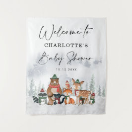 Tapiz Bienvenida a la Fiesta de Bebé Animales del Bosque