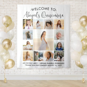 Tapiz Bienvenida a los 15 cumpleaños del Collage de foto