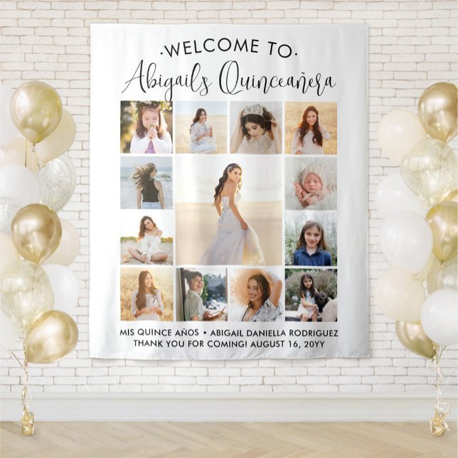 Tapiz Bienvenida a los 15 cumpleaños del Collage de foto (Subido por el creador)