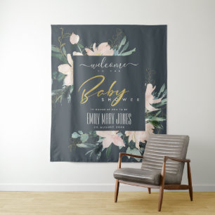 TAPIZ BIENVENIDA AL BABY SHOWER CON ACRUARELA FLORAL RUB