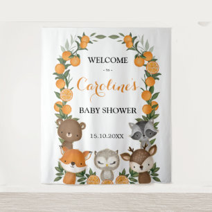 Tapiz Bienvenida al Baby Shower de Naranja de Verano en 