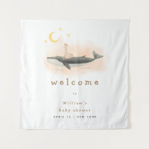 Bienvenida al baby shower Neutral Vintage Whale &
