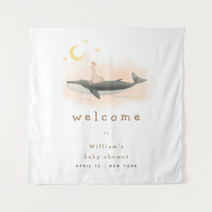 Tapiz Bienvenida al baby shower Neutral Vintage Whale &