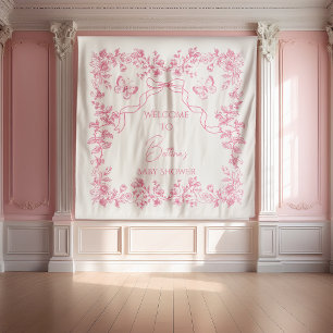 Tapiz Bienvenida al baby shower Toile de Jouy Mariposas