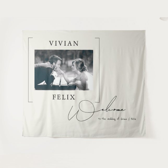 Tapiz Bienvenida al Boda de fotos con estilo de época (Anverso (horizontal))