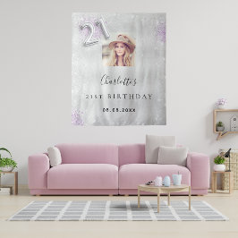 Tapiz Bienvenida al purpurina de fotografía morada de pl