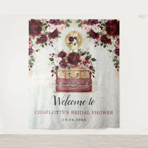 Tapiz Bienvenida al Shower Nupcial Floral Burgundy Blush