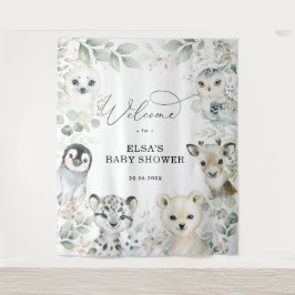 Tapiz Bienvenida Bebé Animales Árticos Greenery Invierno